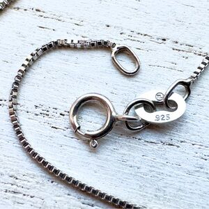 Vintage Sterling Silver Box Chain Necklace 18.5” 925 Dainty Minimalist